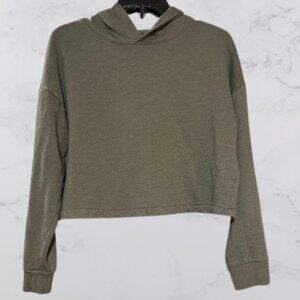 AERO Olive Green Cropped Hoodie Size S